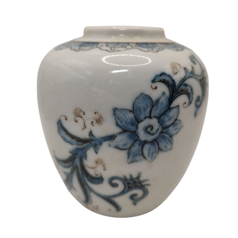 Vintage‎ Andrea by Sadek Blue and White Floral Ginger Jar Urn Vase No Lid SEE
